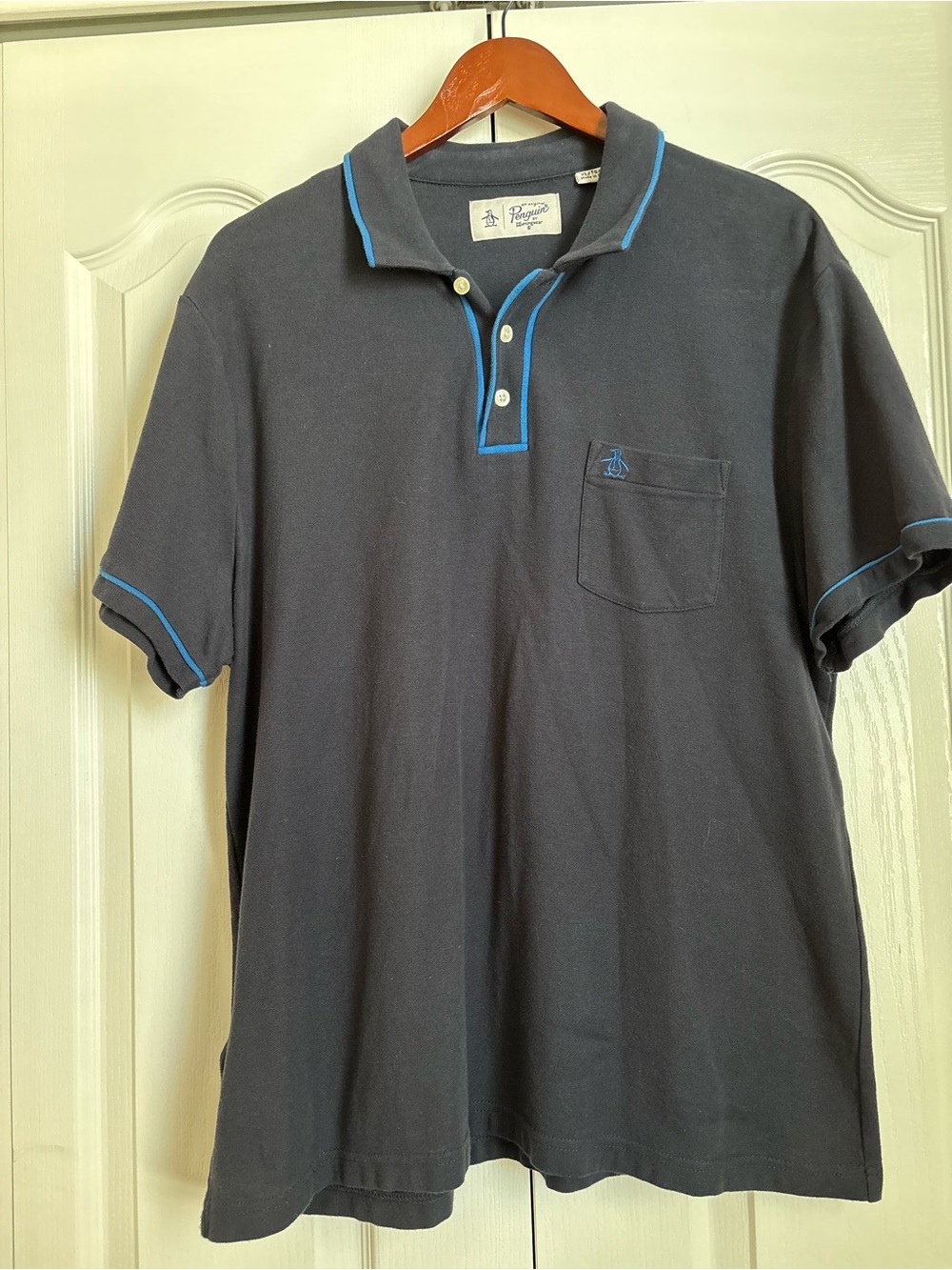 Original Penguin Dark Navy Polo with Bright Blue Trim